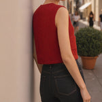 Load image into Gallery viewer, Street Style Chunky Knit Vest Red Open Front Cardigan N5A776