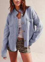 Load image into Gallery viewer, Stand Collar Cardigan Women Solid Knit Open Front N5A891