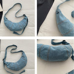 Load image into Gallery viewer, Women's Washed Denim Dumpling Crossbody Bag N6J197