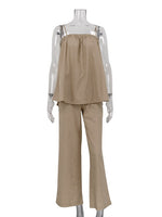 Load image into Gallery viewer, Sexy Ruffle Tank Top and Wide Leg Pants Set Women N6D089