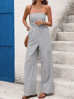 Load image into Gallery viewer, Strapless Stripe Jumpsuit Women Straight Leg N6C251