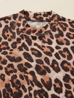 Load image into Gallery viewer, Leopard Print Fitted Long Sleeve Tee Women Brown N6B084