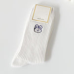 Load image into Gallery viewer, Cartoon Embroidered White Crew Socks Women M5A306