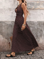 Load image into Gallery viewer, Halter Deep V-neck Polka Dot Maxi Dress Women N6B060