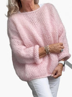 Load image into Gallery viewer, Pink Knit Sweater Women Loose Fit Top Fall Winter N6A188