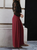 Load image into Gallery viewer, Burgundy High Waist Pleated Wide Leg Culottes Women N5A760