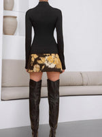 Load image into Gallery viewer, Stand Collar Knit Top Women Black N5A445