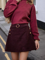 Load image into Gallery viewer, Corduroy A Line Bodycon Skirt Women Burgundy N5A690