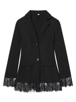Load image into Gallery viewer, Lace Patchwork Waist Slim Blazer Women Black White N5A485