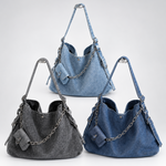 Load image into Gallery viewer, Women's Washed Denim Chain Strap Tote Bag N6J200