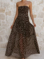 Load image into Gallery viewer, Polka Dot Mesh One-Shoulder Maxi Dress N6F028