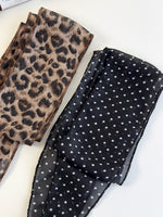 Load image into Gallery viewer, Leopard Polka Dot Chiffon Scarf Belt Women N6C010