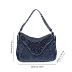 Load image into Gallery viewer, Women's Washed Denim Studded Bag N6J212