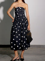 Load image into Gallery viewer, Polka Dot Strapless High Waist Bodycon Dress N6E168