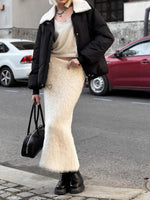 Load image into Gallery viewer, Fuzzy Knit Maxi Skirt Solid Mid Weight White N5Z458