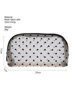 Load image into Gallery viewer, Beige Mesh Black Heart Makeup Pouch Women N6B151