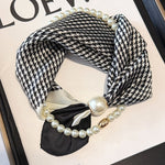 Load image into Gallery viewer, Womens Pearl Magnetic Clasp Floral Skinny Scarf N6K262