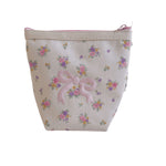 Load image into Gallery viewer, Floral Bow Embroidered Cosmetic Pouch Cotton Nylon S5P287