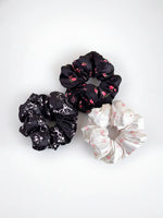 Load image into Gallery viewer, Padded Satin Floral Scrunchie Hair Tie N6C018