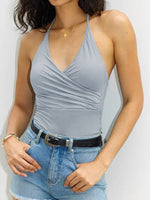 Load image into Gallery viewer, V Neck Cross Strap Ribbed Yoga Top with Bra N6F020