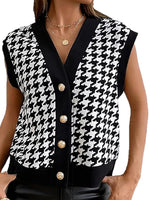 Load image into Gallery viewer, Houndstooth Sleeveless Vest V-neck Women N6B034