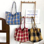Load image into Gallery viewer, Women's Plaid Wool Tote Shoulder Bag N6J183