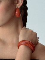 Load image into Gallery viewer, Orange Acrylic Crescent Earring Bracelet Simple Luxe S5P915