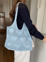 Load image into Gallery viewer, Vintage Knit Heart Mesh Tote Bag Women N6C068