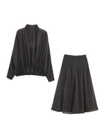 Load image into Gallery viewer, Polka Dot Chiffon Bow Tie Shirt and Skirt Set N6E173