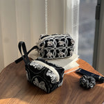 Load image into Gallery viewer, Black Embroidered Canvas Top-Handle S5P364