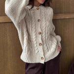 Load image into Gallery viewer, Office Cable Knit Cardigan Women Retro Button Front N5A871