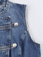 Load image into Gallery viewer, Denim Vest Knot Front Slim Fit Sleeveless N6F192