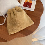 Load image into Gallery viewer, Solid Color Furry Drawstring Pouch Women S5P662