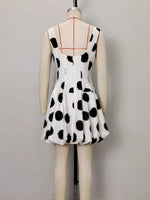 Load image into Gallery viewer, White Mini Polka Dot Square Neck A-Line Dress N6E171