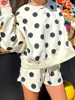 Load image into Gallery viewer, Polka Dot Lounge Set Long Sleeve Shorts Women N6B097