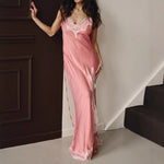 Load image into Gallery viewer, Lace Patchwork Spaghetti Strap Long Dress Women N6A060