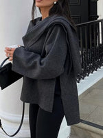 Load image into Gallery viewer, Asymmetrical Scarf Collar Short Coat Women N5A563