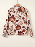 Load image into Gallery viewer, Shirt Collar Long Sleeve Floral Print Shirt Women N6B105