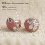Load image into Gallery viewer, Enamel Dome Flower Earrings Women Elegant Versatile S5P923