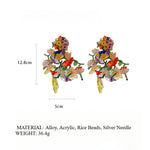 Load image into Gallery viewer, Acrylic Floral Branch Earrings Alloy Silver Beads S5P204
