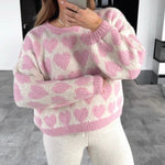 Load image into Gallery viewer, Short Knit Sweater Women Sweet Heart Jacquard N5A873