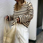 Load image into Gallery viewer, Striped Color Block Sweater Women Acrylic Knit N5A801