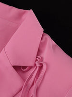 Load image into Gallery viewer, Bow Detail Pink Loose Blazer Women N6C193