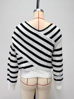 Load image into Gallery viewer, Color Block Off-Shoulder Striped Knit Top Women N6G186
