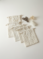 Load image into Gallery viewer, Lace Embroidery Drawstring Cotton Gauze Pouch N6B116