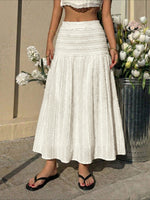 Load image into Gallery viewer, Drawstring A-Line Maxi Skirt with High-Low Hem N6B058