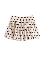 Load image into Gallery viewer, Khaki Pleated Polka Dot Bubble Hem Skirt Women N6D122