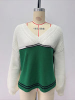 Load image into Gallery viewer, V-Neck Loose Fit Knit Pullover Women Fall Winter N6G181