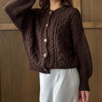 Load image into Gallery viewer, Office Cable Knit Cardigan Women Retro Button Front N5A871