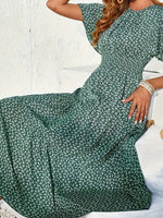 Load image into Gallery viewer, Multi Ruffle Sleeve Long Floral Smock Dress Women N5A972